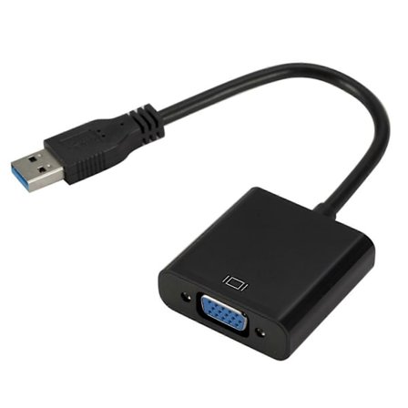 USB3.0 - VGA-sovitin USB - VGA ulkoinen näytönohjain VGA-muunnin - Musta