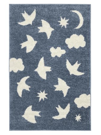 Birdie Kids Rug 100X160 Small Blue/Off White