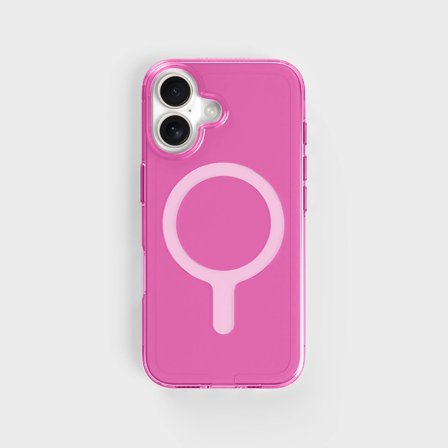 Sustainable Tinted Pink Clear Phone Case and White MagSafe Ring Pack, iPhone 16