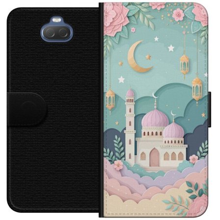 Kompatibelt Lommeboketui til Sony Xperia 10 Håndtegnet reiseinspirert mønster med verdenskart, fly, hjerter og vintage eventyrtema