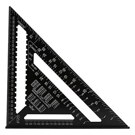 Carpenter's Square, Professional Metric Triangle Square, 30 cm alumiiniseoksesta valmistettu puusepän neliö, asteen viiste S