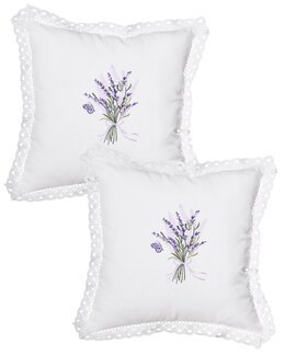 Pudebetræk Lavendel 2-pak med broderi Hvid