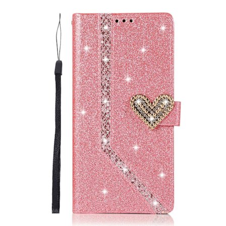 Fodral för iPhone 13 mini rosa Love Hijab Glitter Plånbok med Korthållare