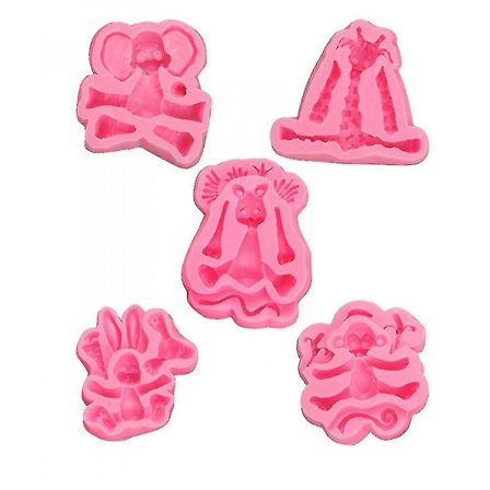 Kjøkkenutstyrsett 5 stk. Påske Silikonform Kake DIY Farge Silikon Qifeng Dyreform Kakeform
