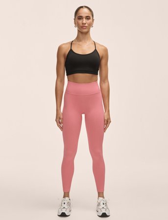 Casall Multi Rib Seamless High Waist Tights - Pink - M