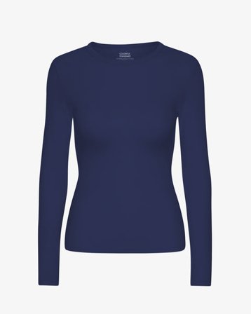 Women Organic Rib LS T-Shirt - Marine Blue