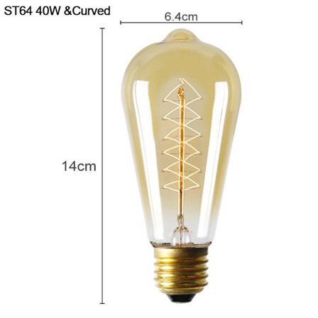 Vintage Retro Bulb Filament ST64 40W & BÖJD ST64 40 W & BÖJD