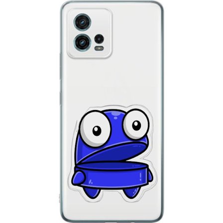 Kompatibel Mobilcover til Motorola Motorola Moto G72 Blå tegneseriefigur med åbent udtryk og store øjne i sjov illustration