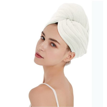 Mikrofiber Hår Håndklæde Wrap Tørt Hår Cap HVID