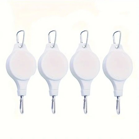 1/4-pakke Retraktil Hænger med Trisse - Justerbar Højde til Potter, Hængende Planter & Fuglefoder - Holdbar Indendørs & Udendørs Brug_OF