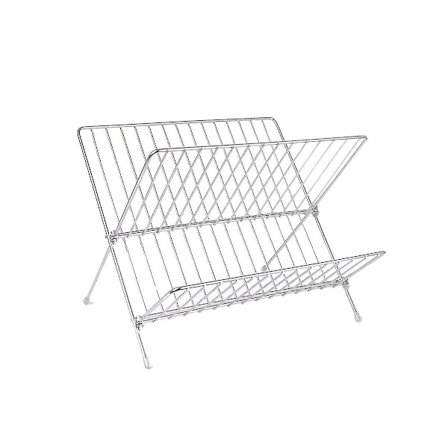 Køkken Foldbar X-formet Afdrypningsstativ Dobbeltlags Smijern Skål Stativ Tørring Skål Og Tallerken Organiser