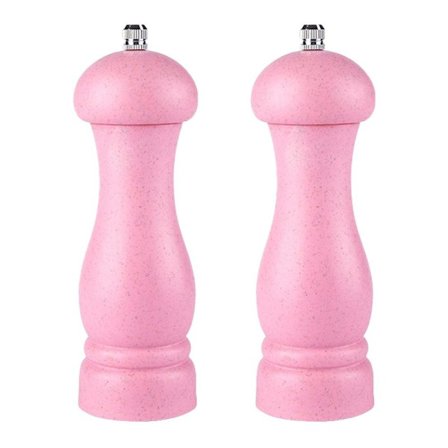 Høykvalitets salt- og pepperkvern i eiketre, justerbar, rosa eske