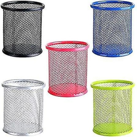 Verkkometallinen kynäteline 5 kpl pyöreä värillinen toimisto koulu