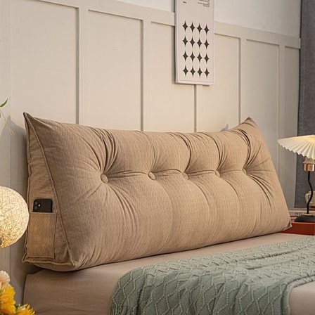 Stor pute for hodegavl, kileformet, for støtte og posisjonering i sengen, lesepute