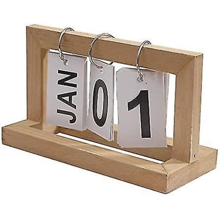 Treblokk Kalender DIY Flip Ring Skrivebordsdekor