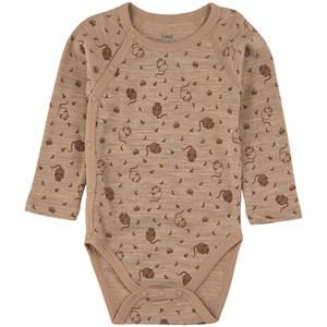 Hust&Claire Bia Printed Baby Body Biscuit Melange - All in ones - 50 cm - Brown