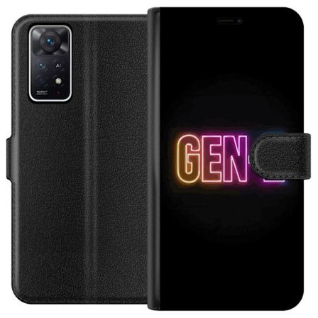 Yhteensopiva Lompakkokotelo Xiaomi Xiaomi Redmi Note 11 Pro 5G Neontext Gen Z värikkäässä valossa tummaa taustaa vasten modernissa digitaalisessa