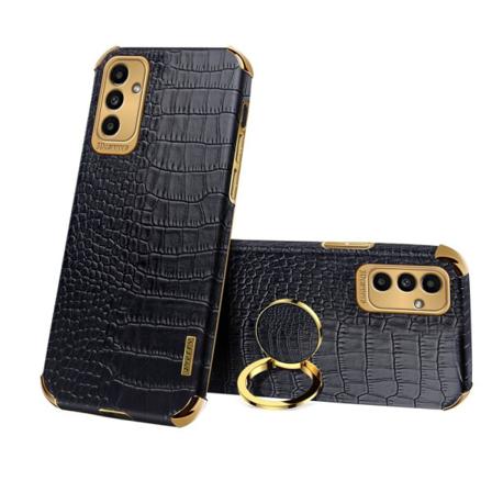 SKALO Samsung A13 5G Crocodile Guldkant Cover - Sort Black