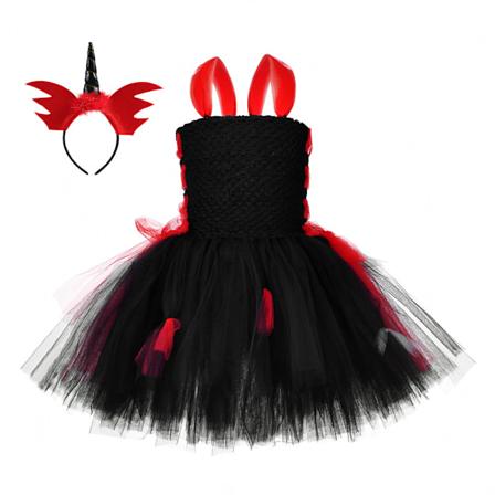 Halloween Cosplay Kostume Zombie Brud Bryllupskjole Skelet Tutu Festkjole Maskerade Kjole M108 Vampyr + Hovedbeklædning S