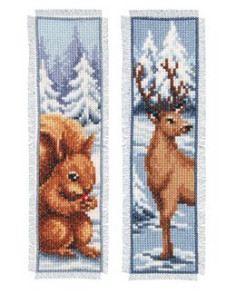 Stickpackung Lesezeichen Winterliche Tierwelt 2-er Pack