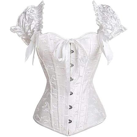 Kvinnors benade spetskorsetter push up shapewear topp White-2 XL