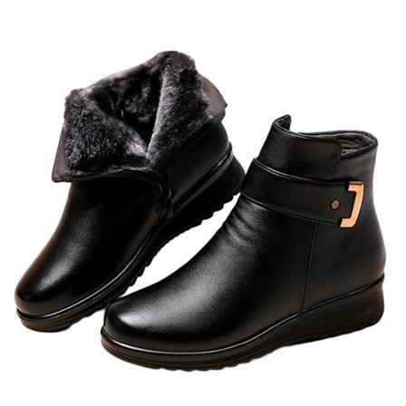 Mor Sko Vinter Bomuldssko Fleeceforede Efterårs- og Vinter Skridsikre Varme Ankelstøvler til Ældre Midaldrende Damesko