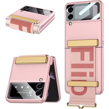 Skal för Samsung Galaxy Z Flip 7, Armbandsfodral med kameraskydd (Rosa)