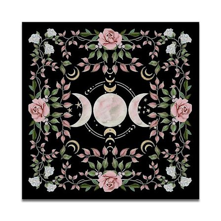 Trippel mån altare duk alter duk tarot duk blomma wicca tarot matta dekor för spridning häxig stuga kärna cottagecore(1)