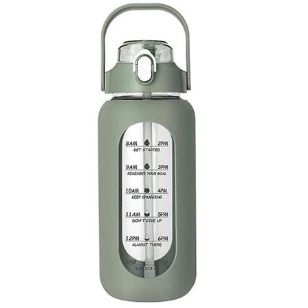 64Oz Lasinen Vedenpullo Oljella, Lasipullo Silikonikuorella ja Aika-merkinn ll , Vuotamaton G-Xin