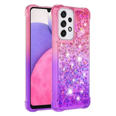 SKALO Samsung A33 5G Kvicksand Glitter Hjerter TPU Cover - Pink-Lilla