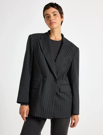 Lindex Nålestribet Blazer - Grey - M