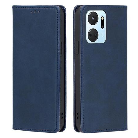 Honor X7a 5G Calf Texture phone case Magneettisesti imeytyvä lompakko Nahkainen jalustan kansi - Sininen Blue, Blue Style B Honor X7a 5G