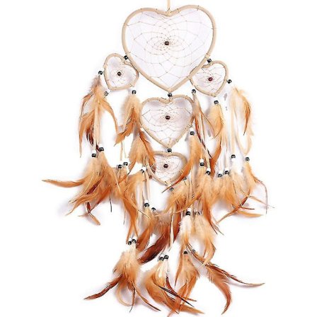 Käsintehty Unelmien Saalistaja Perinteinen Unelmien Saalistaja Sydämen Muotoinen Design Tyyli Höyhen Seinäripustus Koriste (beige)(1kpl)