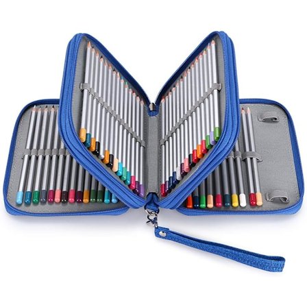 Vetoketjullinen penaali - Kangas 72 paikkaa kätevä kynäteline Prismacolor-akvarellikynille, Crayola-värikynille, Marco-kynille