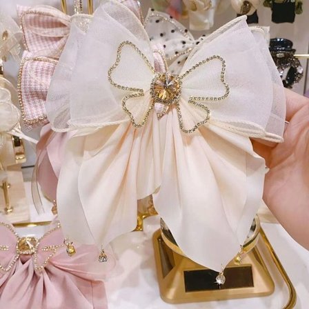 Butterfly Rhinestone Hårklämma Rosett Hårnål BEIGE