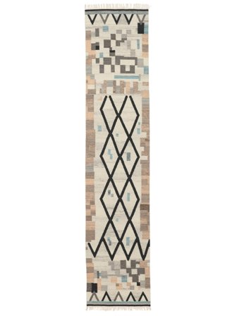 Palisha 80X400 Petit Bleu/Blanc Naturel Couloir Tapis De Laine