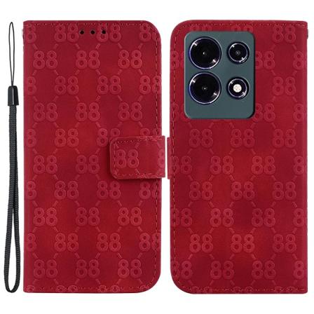 Dobbelt 8-formet præget skal til Infinix Note 30 4g, pungstand læder telefon flip cover Red