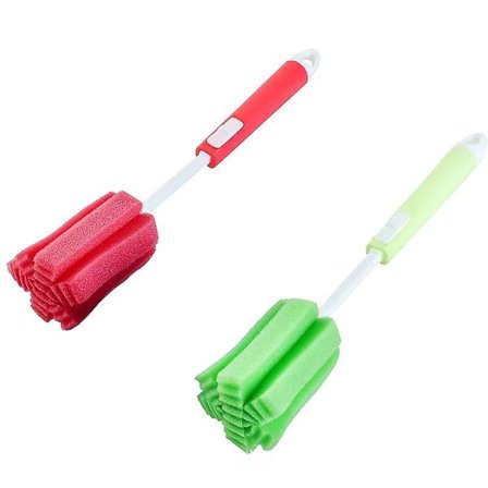 2 st svampflaskborste justerbar flaska svamp rengöringsborste långt plasthandtag rengöringskopp borste mjuk svamp skum rengöringsborstar för rengöring