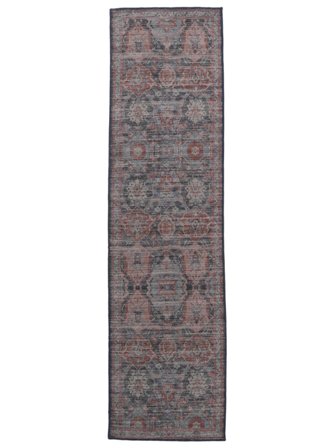 Shirin Oriental Washable 80X300 Small Dark Blue/Burgundy Red Runner Rug
