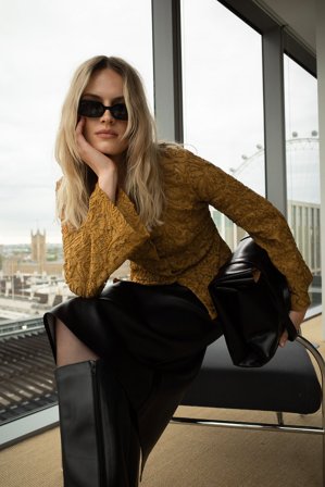 NA-KD Lace Shirt - Skjorter - Brun - M