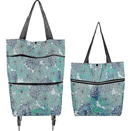 2 i 1 Vagn Hem Tote Shoppingväska Vattentät Hopvikbar Kapacitet 15 kg (grön)