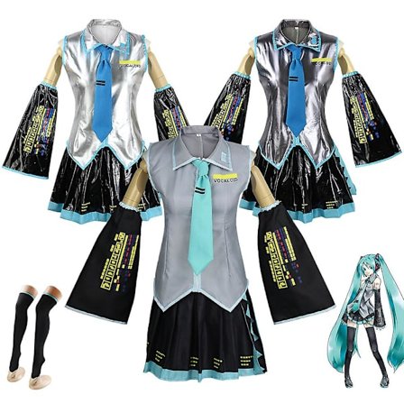 Vocaloid Miku Cosplay Parykk Kostyme Japan Midikjole Nybegynner Future Miku Cosplay Dame Halloween Kvinners Kostyme Herre Strl. V