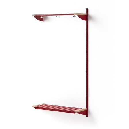 Cloakroom unit JEPPE with hat shelf, add-on unit, 1790x900x310 mm, red/birch