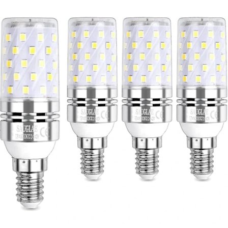 LED Majslampe 12W, svarer til 100W glødepære, E14, 6000K koldt hvidt lys, 1200lm, 4-pak