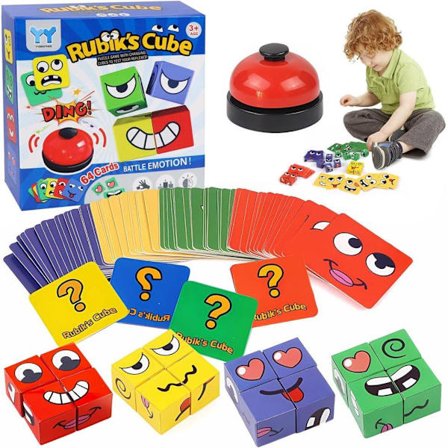 Kasvoja Muuttava Taikakuutio -peli – 3D-palapeli & kasvojen ilmeleikki 64 ilmekortilla, hauska yhdistämispeli 1–4 pelaajalle – opettavainen lelu & 