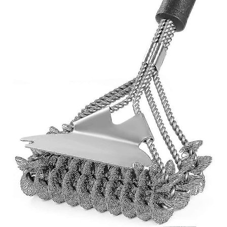 Grillborste och skrapa för grill - Borstfri borste - Mindre stålgrillborste för gasol, kol, infraröd porslinsgrill, galler 18