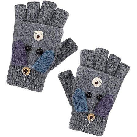 Flickor Pojkar Vantar 8-13 År Vinter Kaninmönster Stickade Fliphandskar Mjuka Och Bekväma Förtjockade Varma Vantar För Barn Söta Elastiska