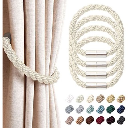 4-delt sett med sterke magnetiske gardinblonder (Off White) Moderne