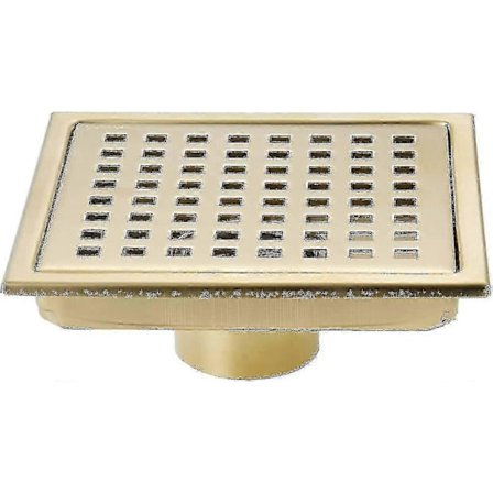 Firkantet Dusjgulvsluk Børstet Gull 6 Tommer, Rist Med Avtakbart Deksel, Sus304 Rustfritt Stål Børstet Gull