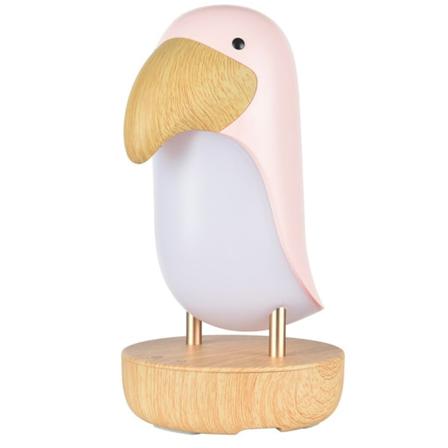 Kreativ hornbill tecknad bordslampa, trä träfågel